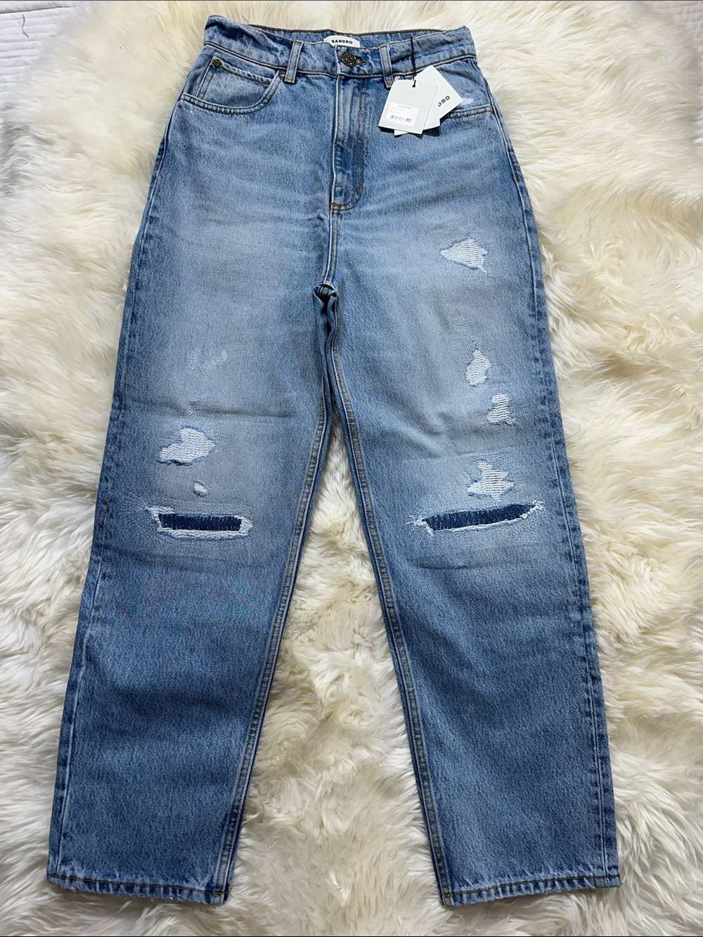 Sandro Distressed BOYFRIEND-CUT JEANS size 36